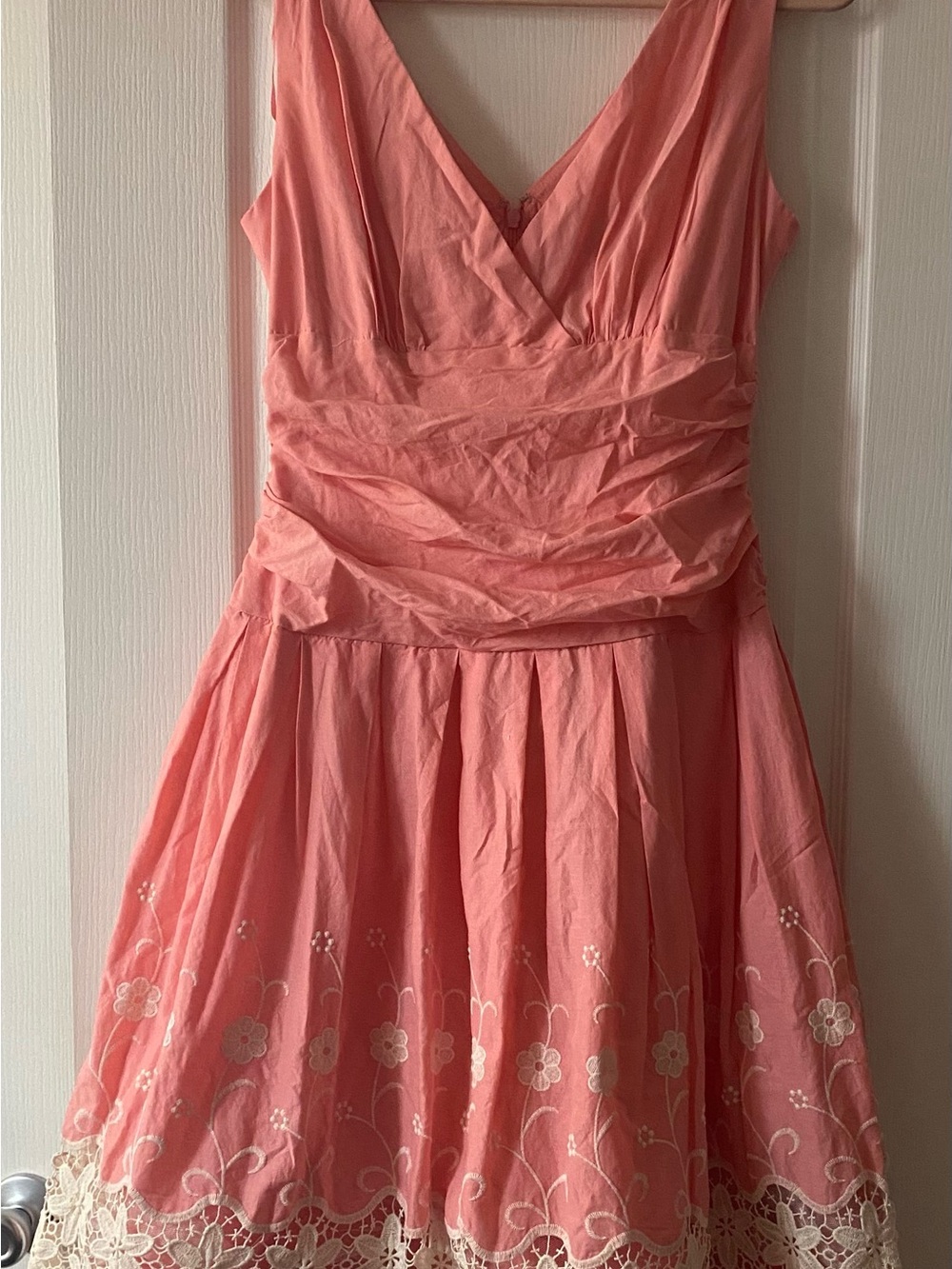 Cottage Core Gorgeous Cotton Floral Lace SLNY Fit & Flare Fairy Feminine Dress - Picture 2 of 11